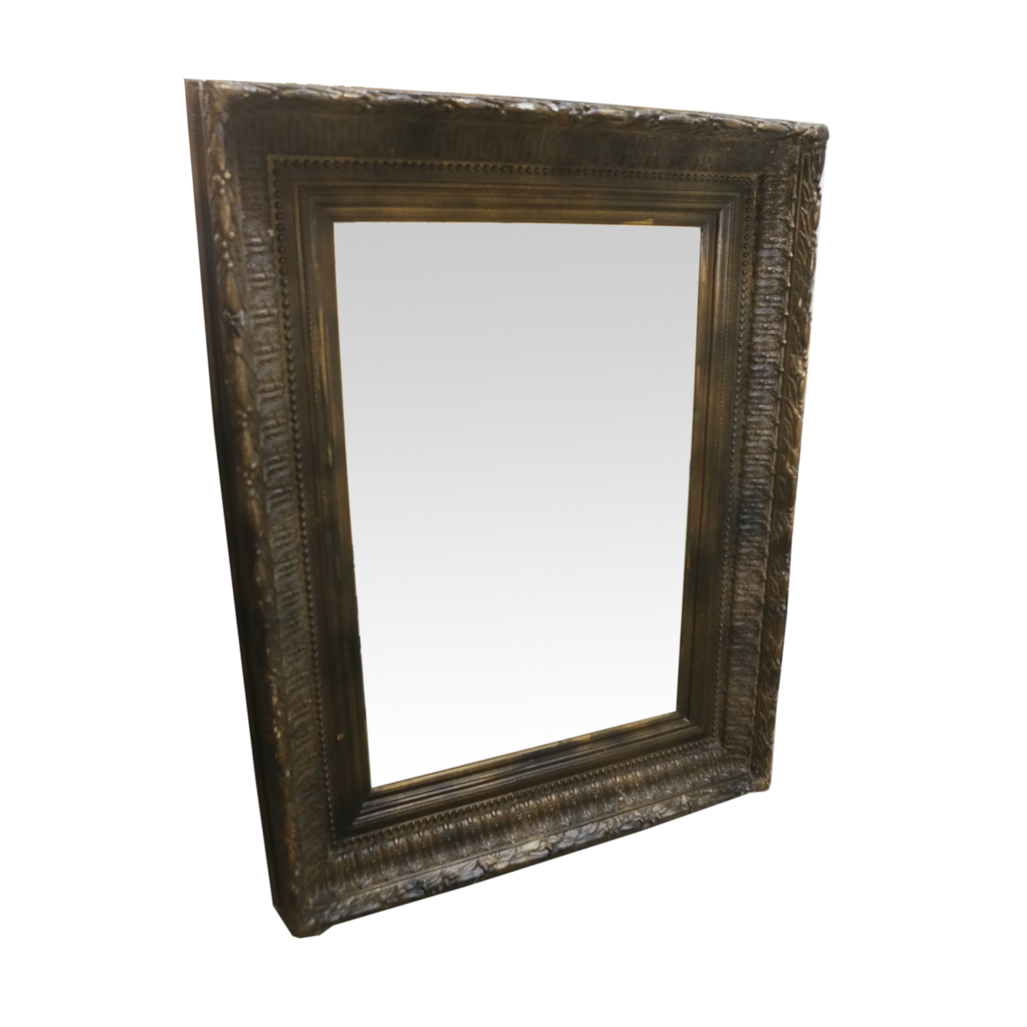 Rectangular Mirror with Gold Tone Wood Frame