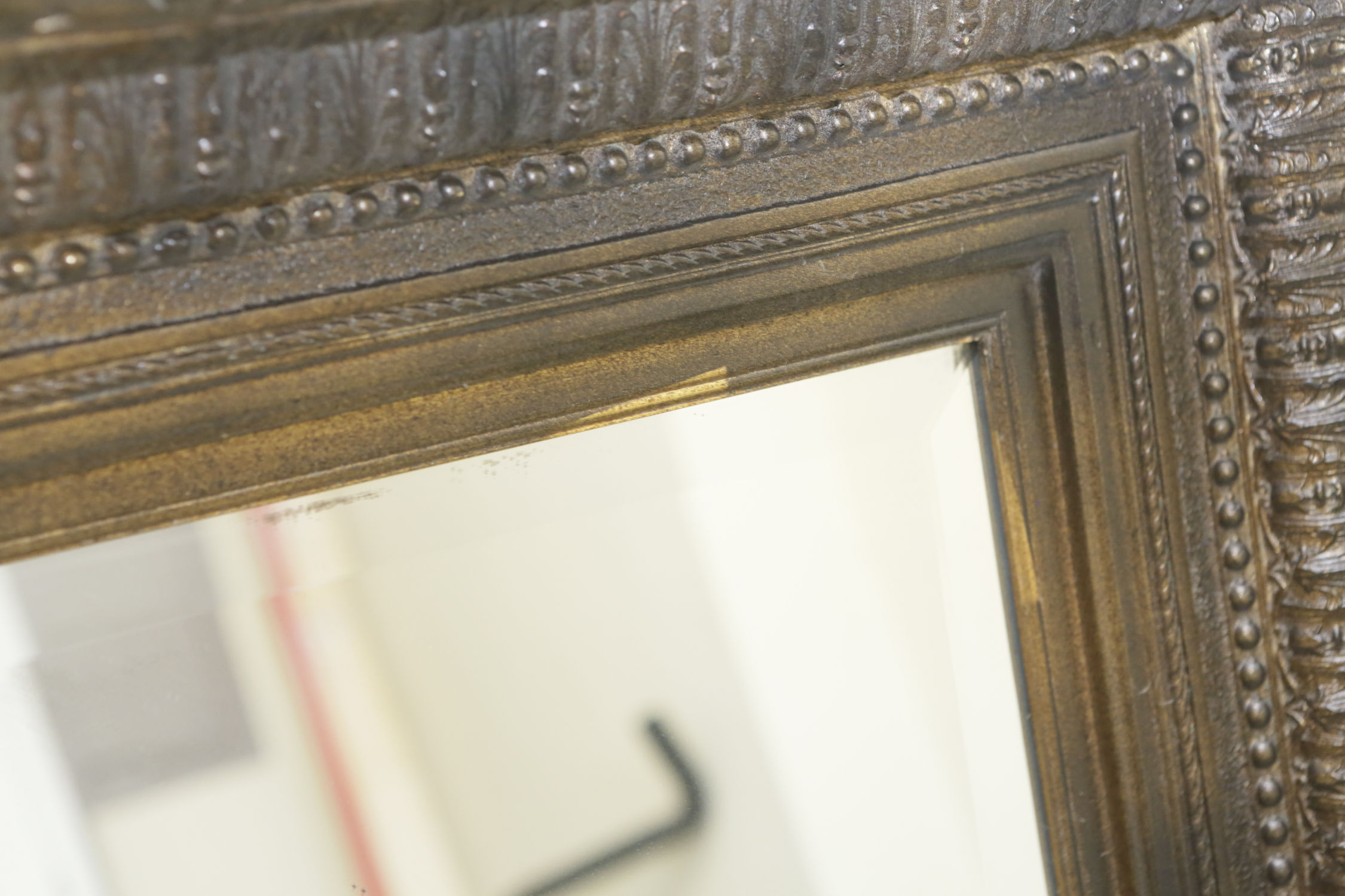 Rectangular Mirror with Gold Tone Wood Frame