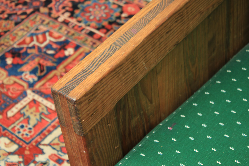 Box Frame Loveseat with Green Cushions