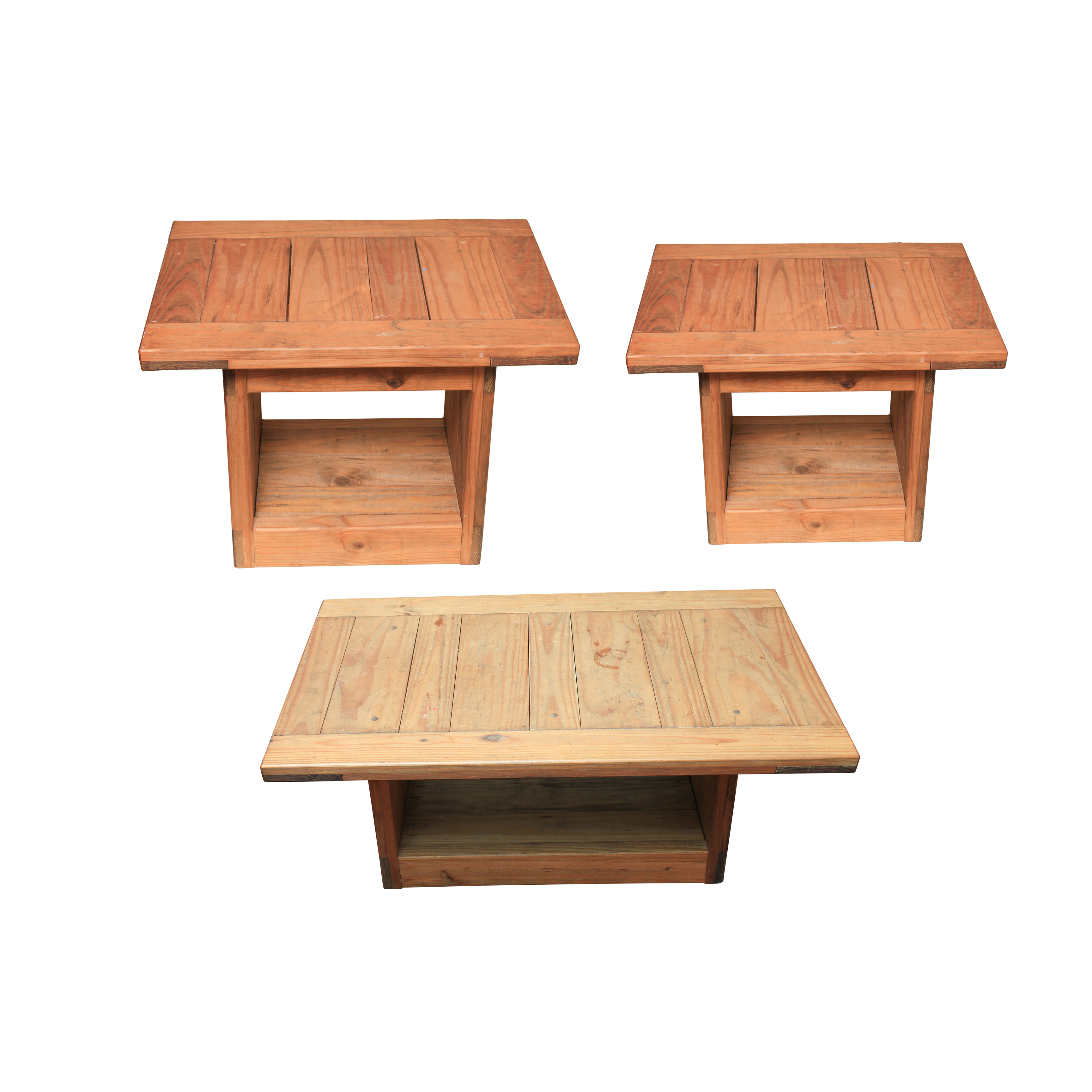 Vintage Pine Coffee Table and Two Pine Accent Tables