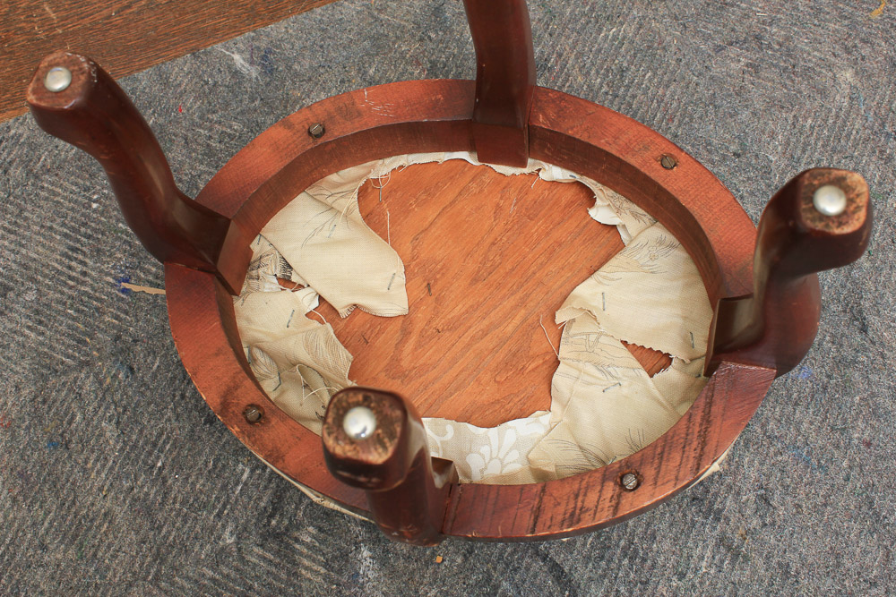 Vintage Queen Anne Style Upholstered Wingback Chair with Footstool