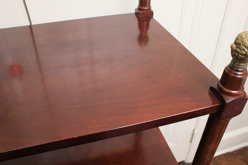Vintage Federal Style Cherry Étagère with Brass Finials