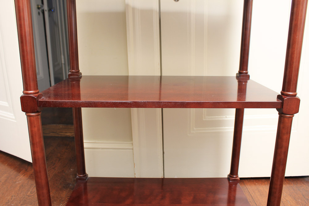 Vintage Federal Style Cherry Étagère with Brass Finials