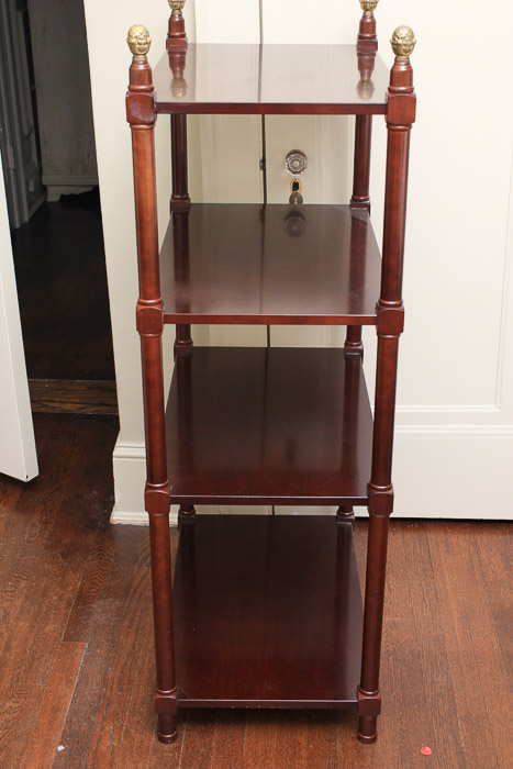 Vintage Federal Style Cherry Étagère with Brass Finials