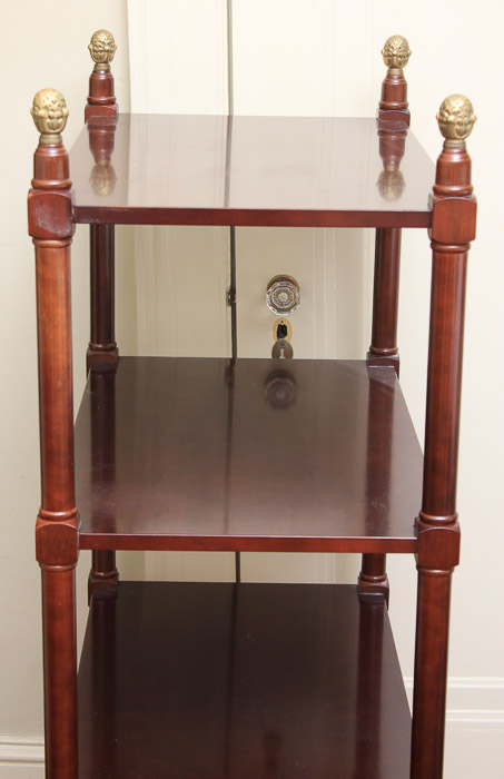 Vintage Federal Style Cherry Étagère with Brass Finials