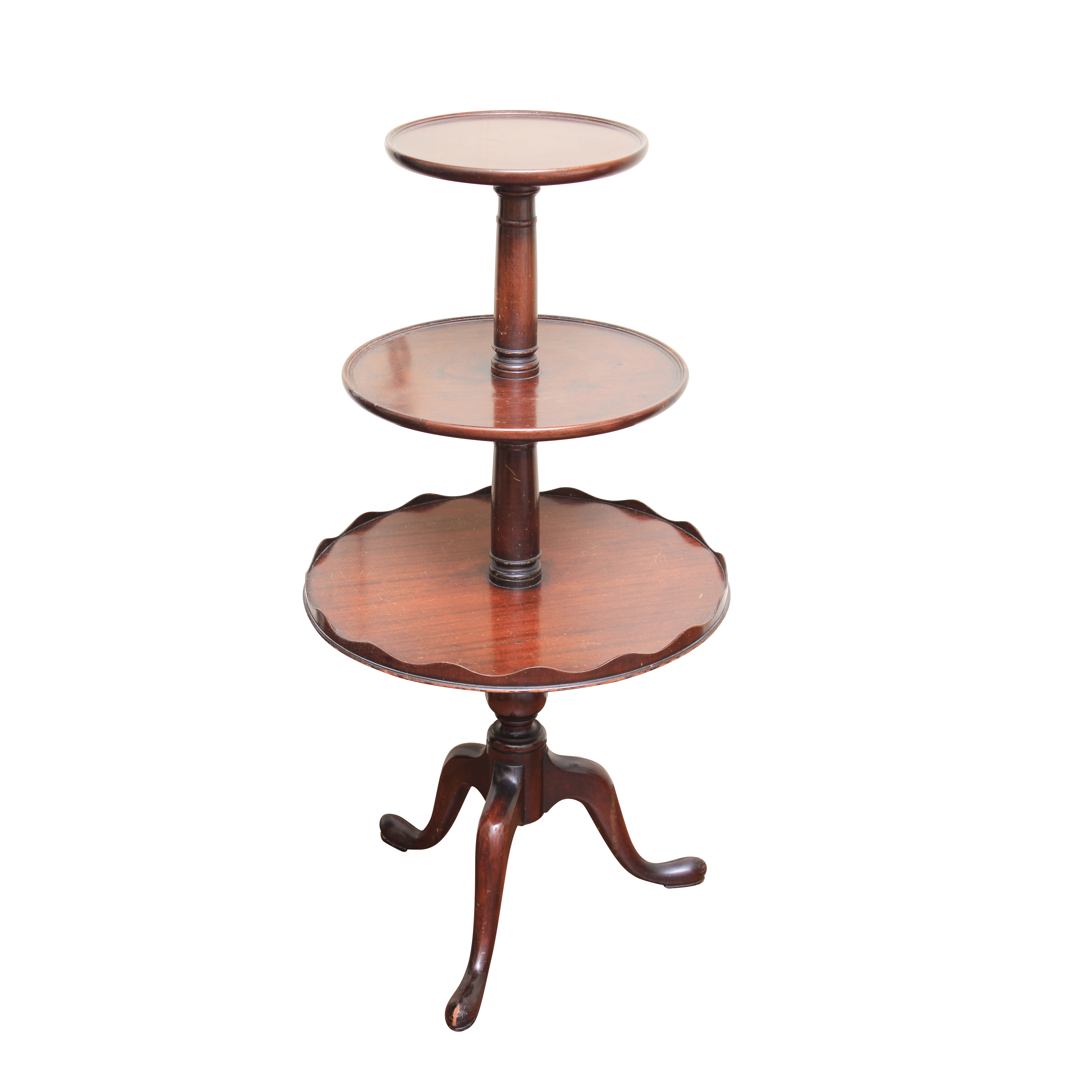 Vintage Chippendale Style Mahogany Three-Tier Dumbwaiter