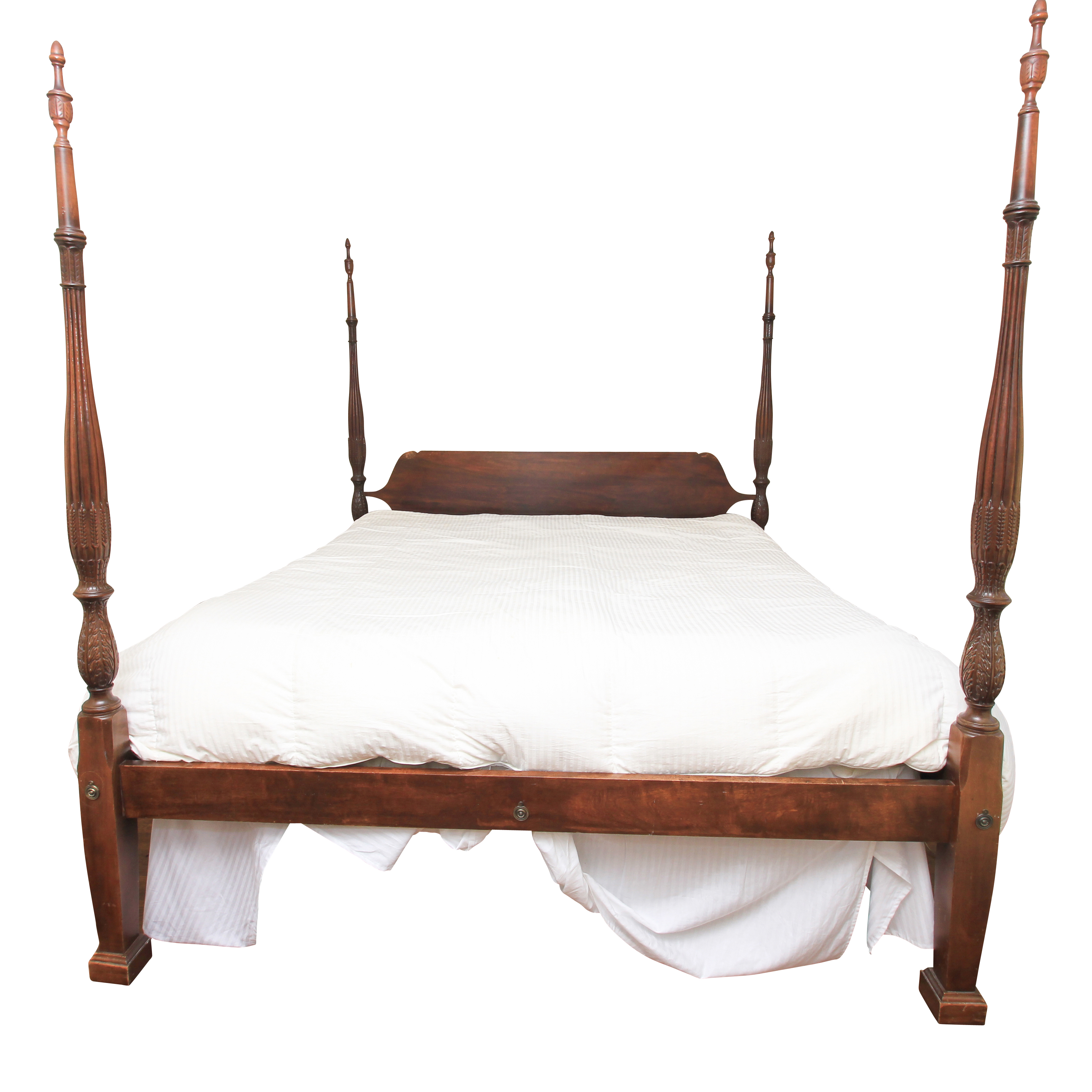 Vintage Mahogany Queen-Sized Four-Poster Bed Frame