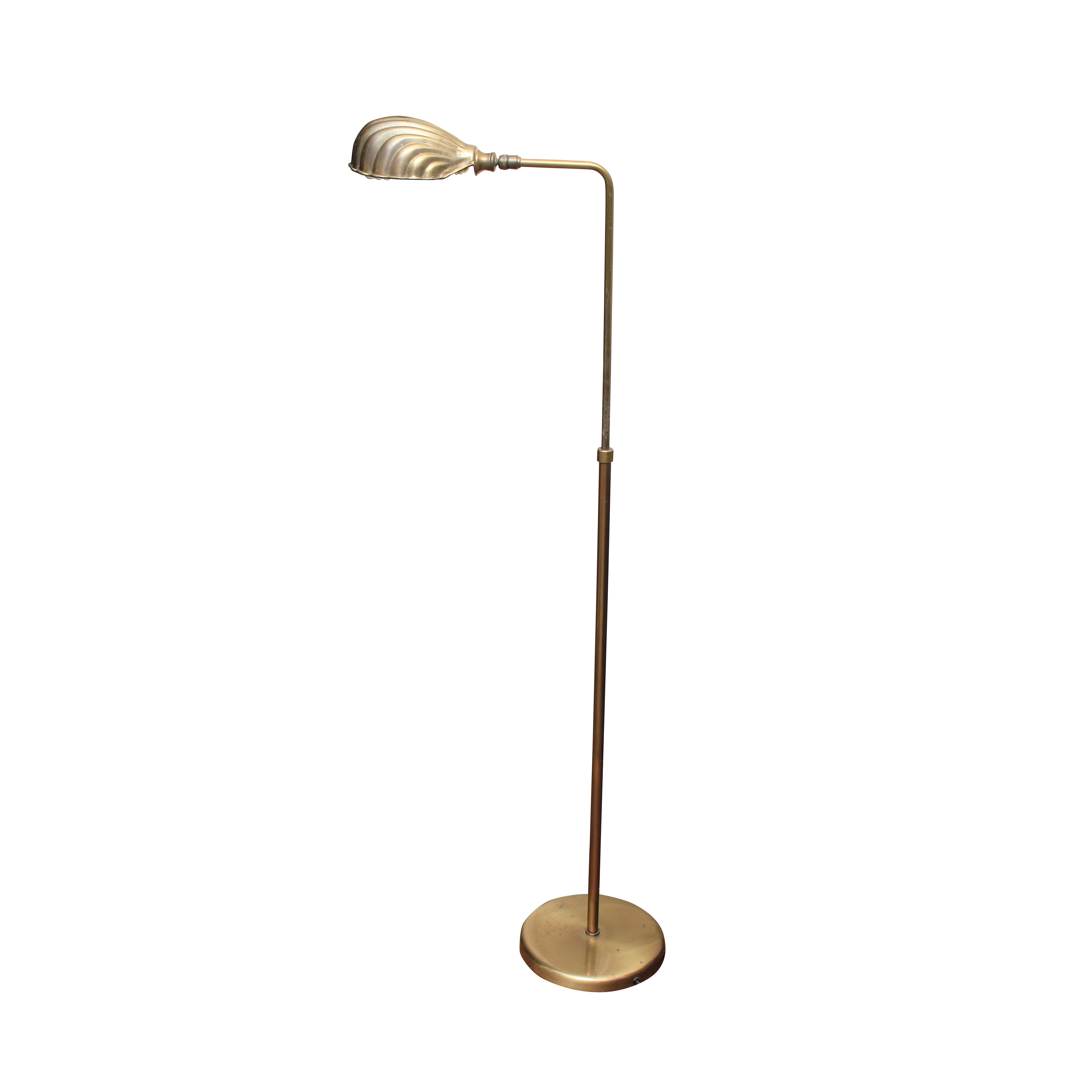 Vintage Gold Tone Clam Shell Shade Floor Lamp