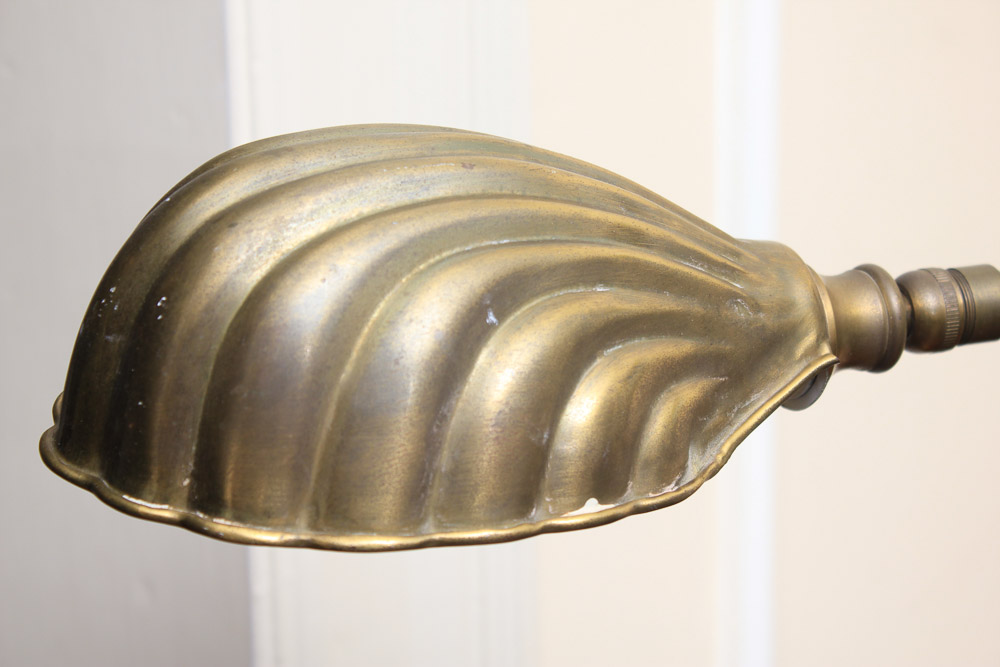 Vintage Gold Tone Clam Shell Shade Floor Lamp