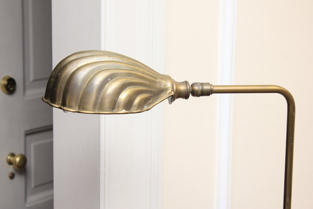 Vintage Gold Tone Clam Shell Shade Floor Lamp