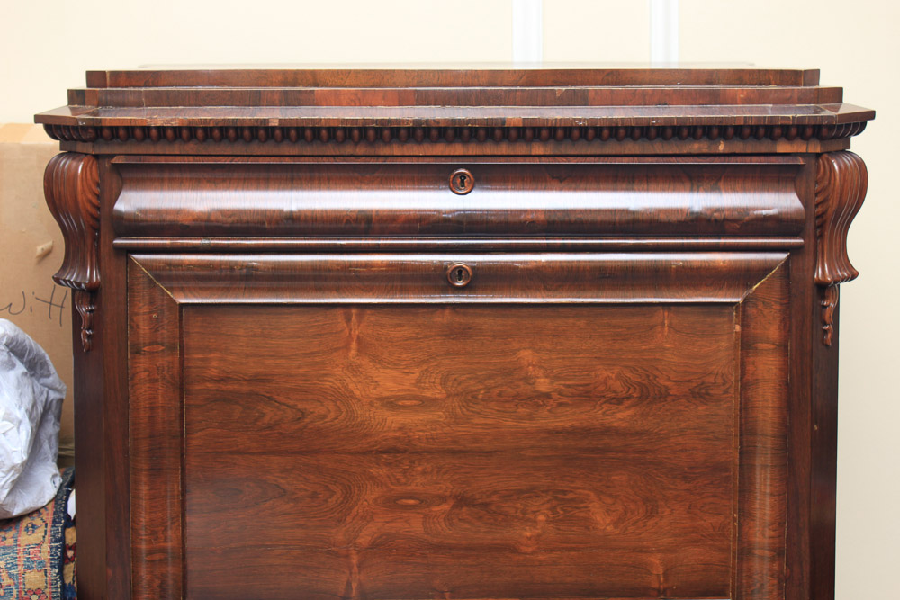 Antique Victorian Empire Style Fall Front Secretaire Abbatant