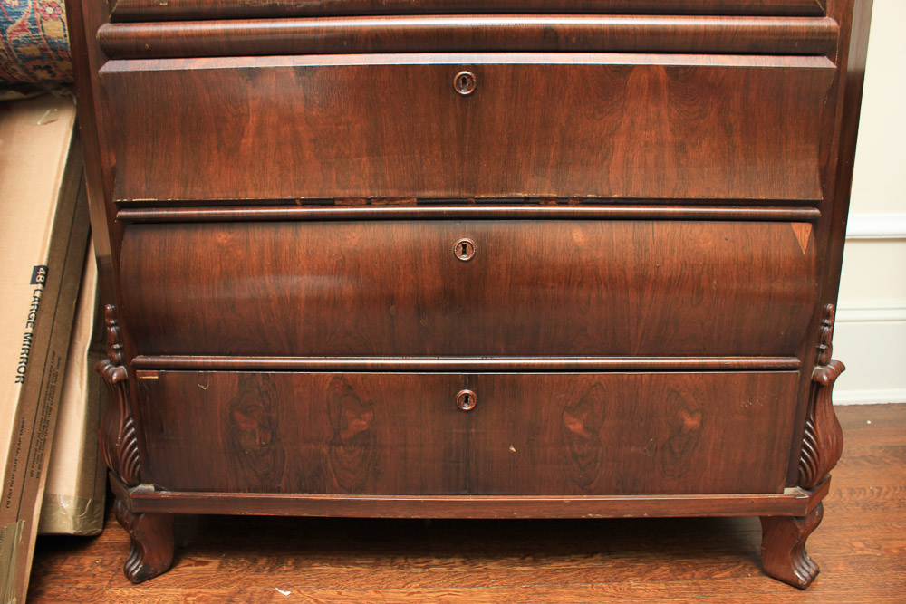 Antique Victorian Empire Style Fall Front Secretaire Abbatant