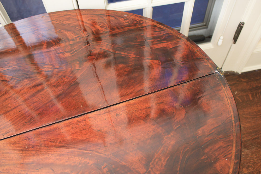 Antique George III Mahogany Demilune Game Table