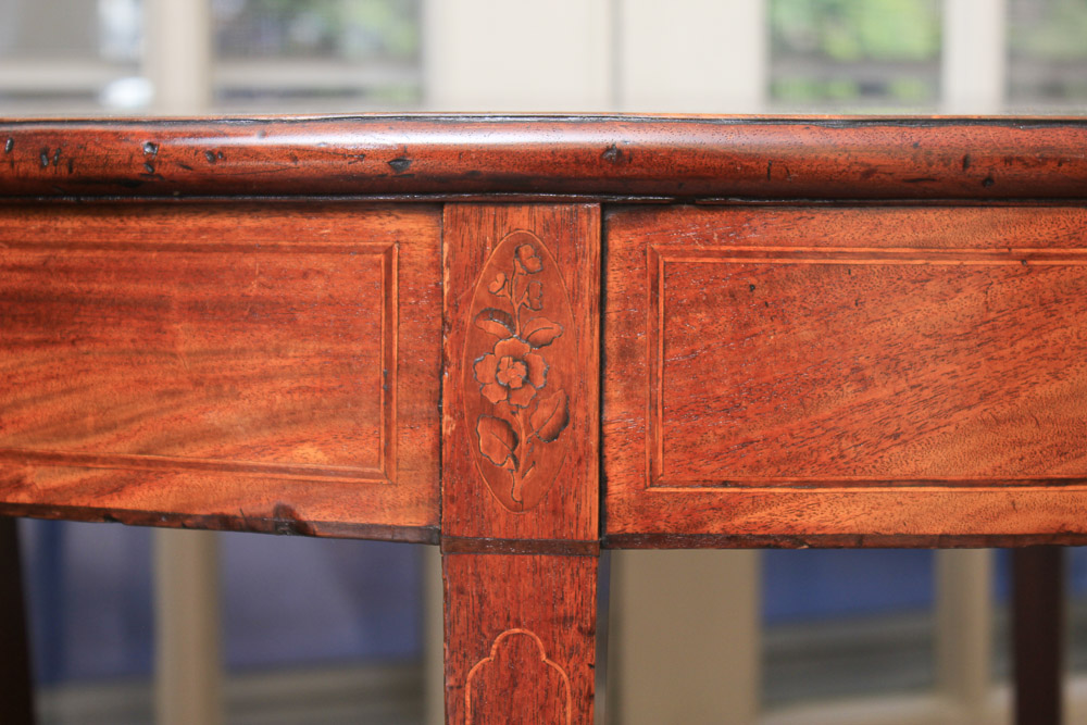 Antique George III Mahogany Demilune Game Table