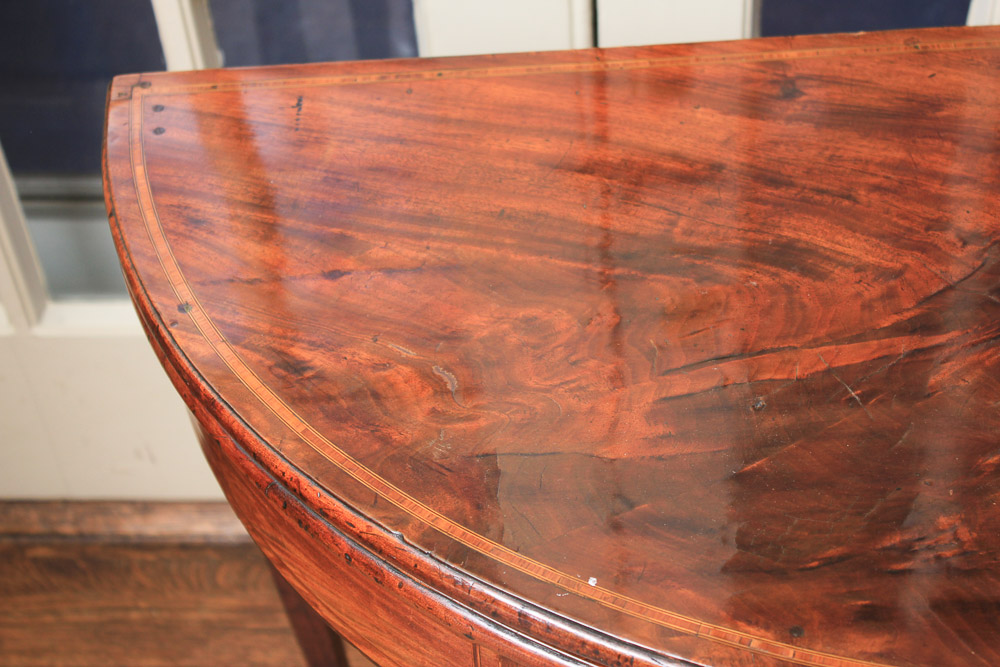 Antique George III Mahogany Demilune Game Table