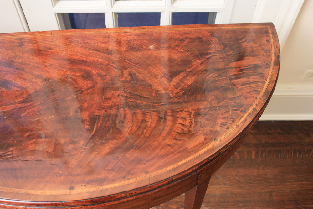 Antique George III Mahogany Demilune Game Table