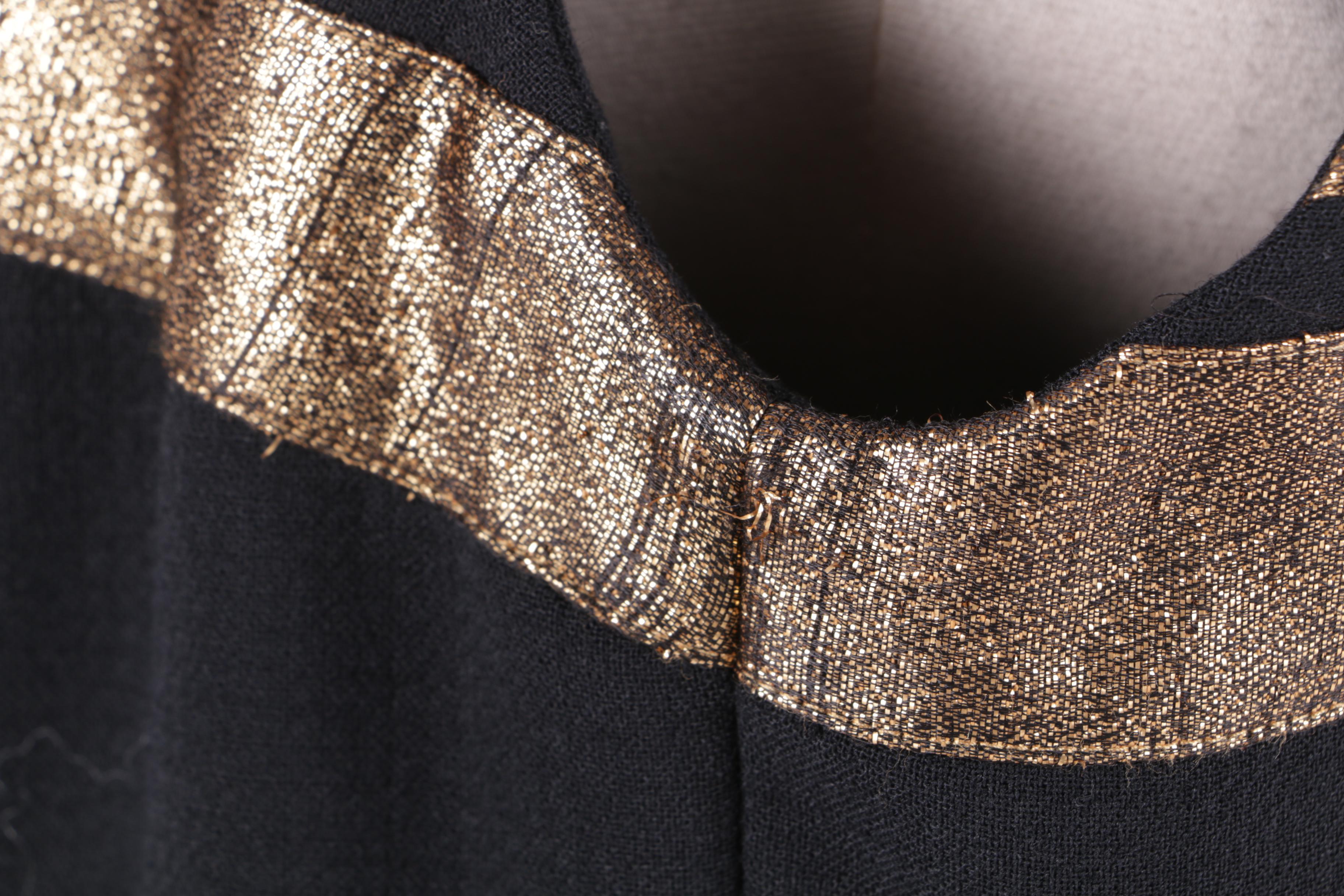 Tory Burch Black Sleeveless Cocktail Dress with Metallic Accents