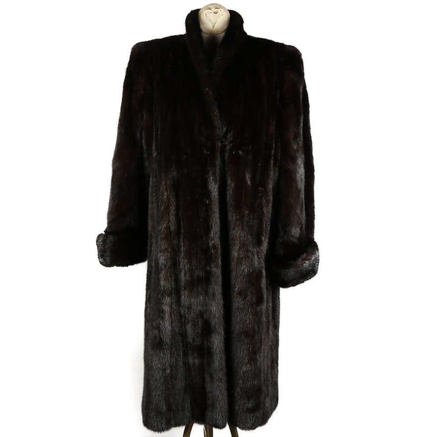 Vintage Full-Length Dark Brown Mink Fur Coat