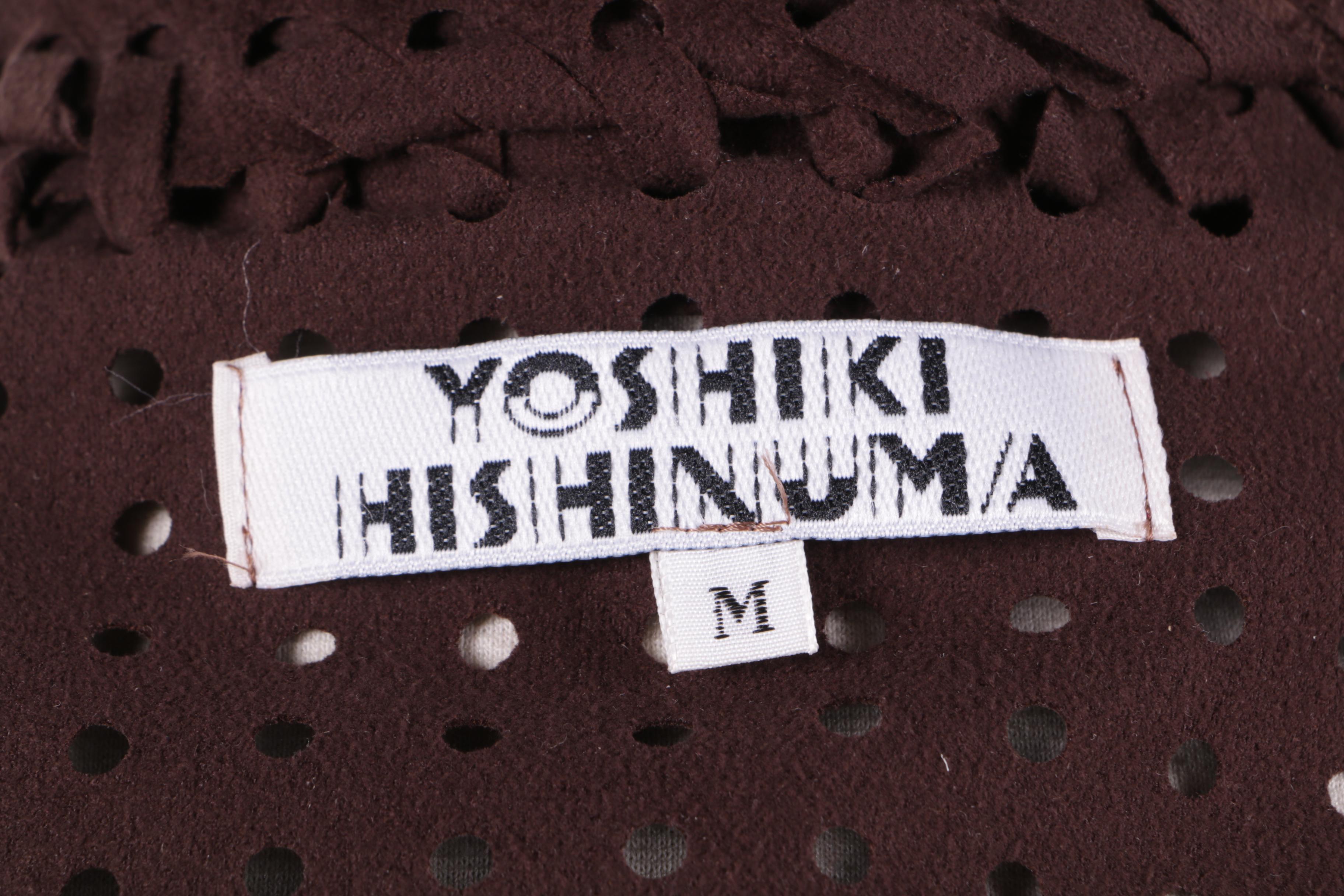 Yoshiki Hishinuma Brown Faux Suede Laser Cut Skirt and Jacket