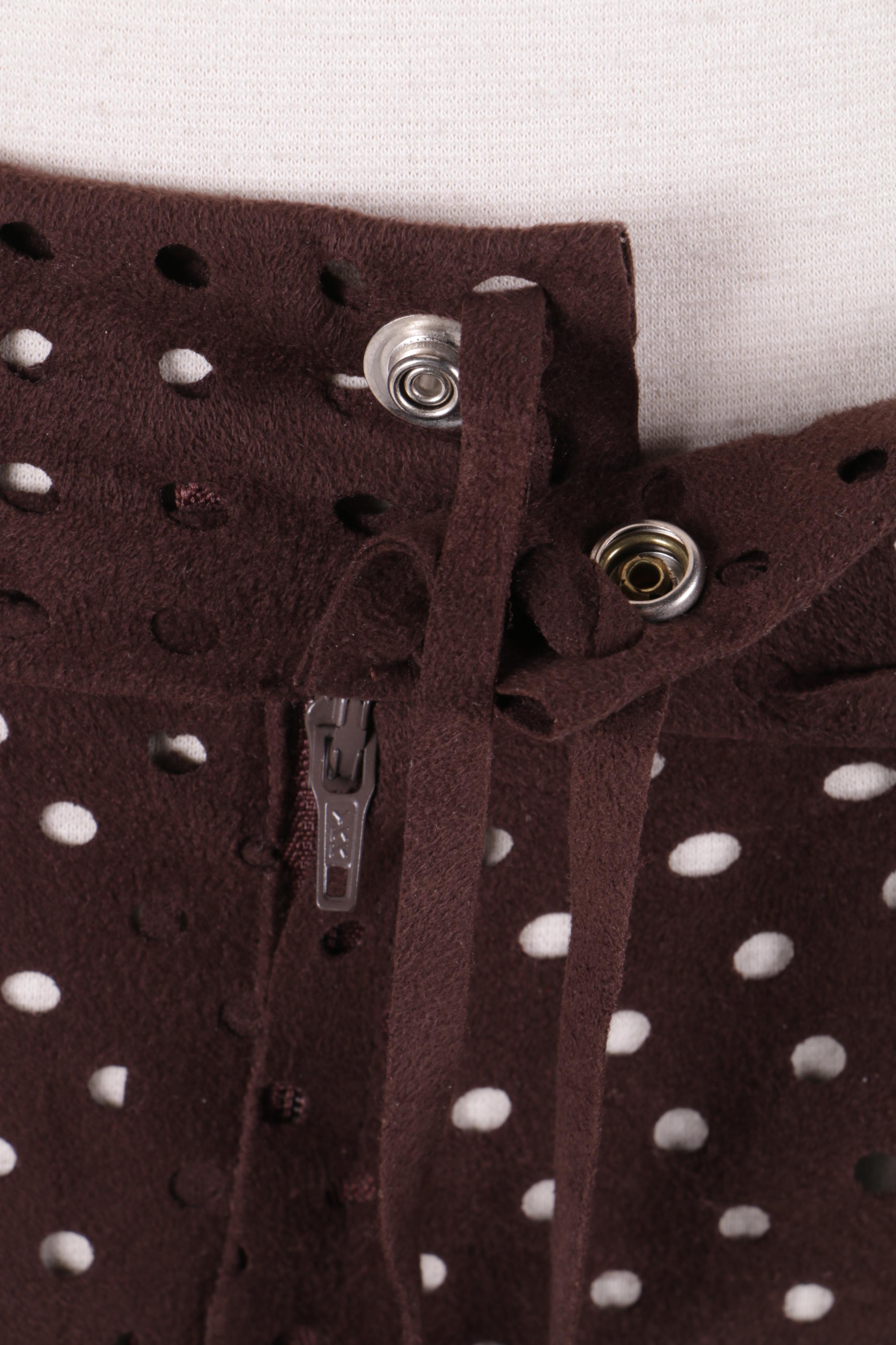 Yoshiki Hishinuma Brown Faux Suede Laser Cut Skirt and Jacket