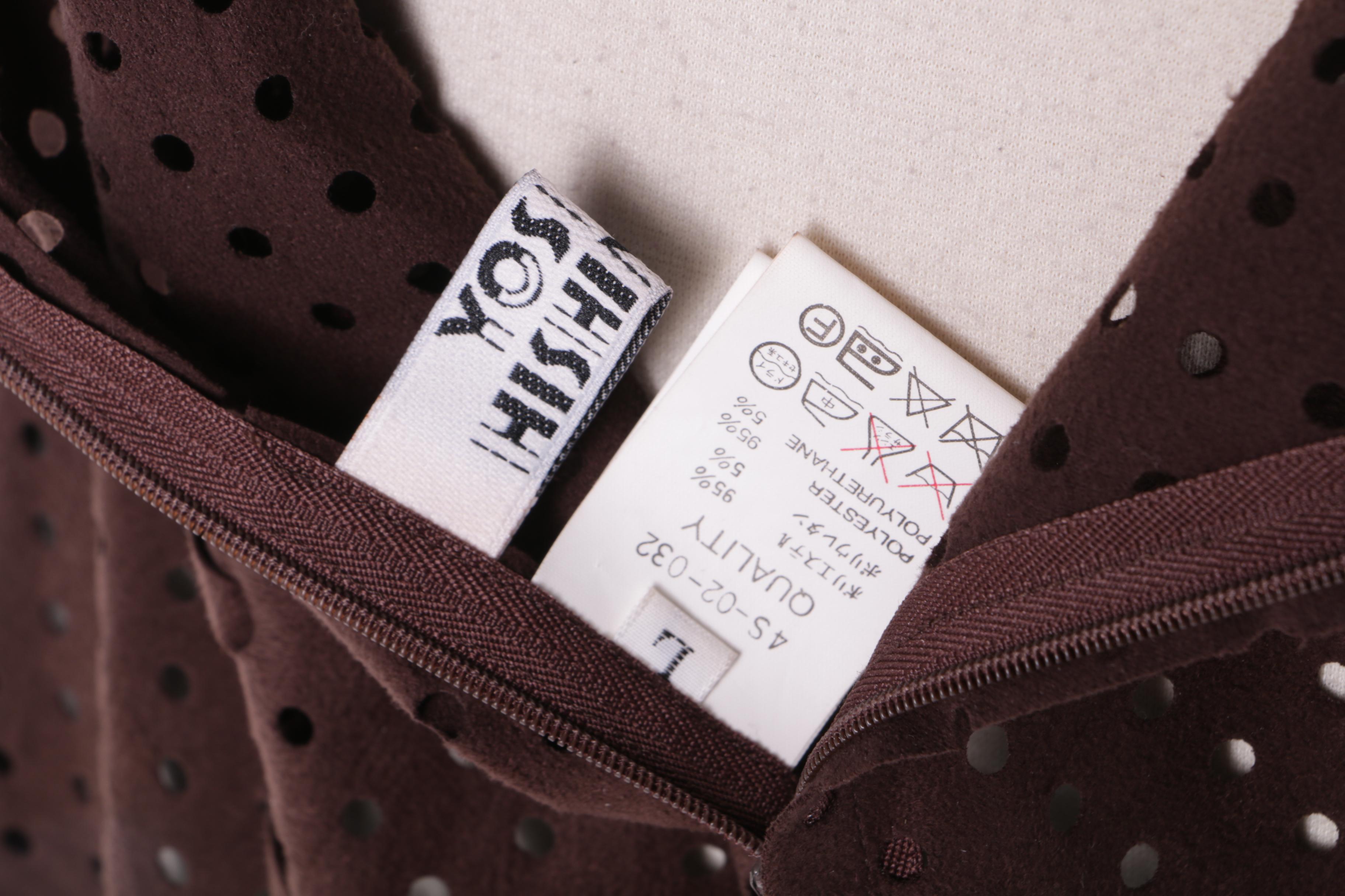 Yoshiki Hishinuma Brown Faux Suede Laser Cut Skirt and Jacket