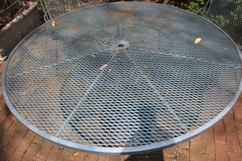 Metal Patio Table, Chairs, Chaise Lounge, and Bar Cart