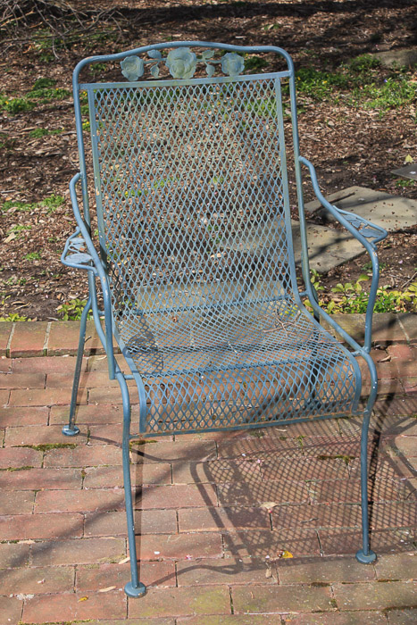 Metal Patio Table, Chairs, Chaise Lounge, and Bar Cart