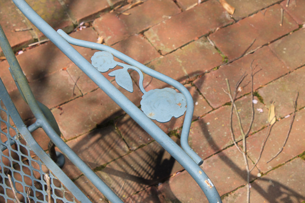 Metal Patio Table, Chairs, Chaise Lounge, and Bar Cart