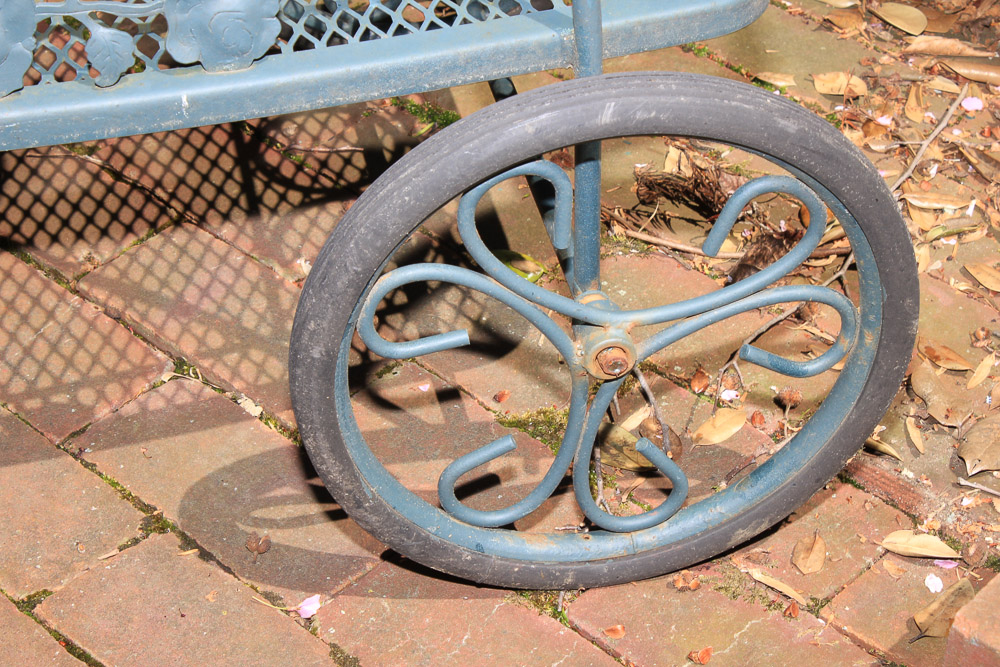 Metal Patio Table, Chairs, Chaise Lounge, and Bar Cart