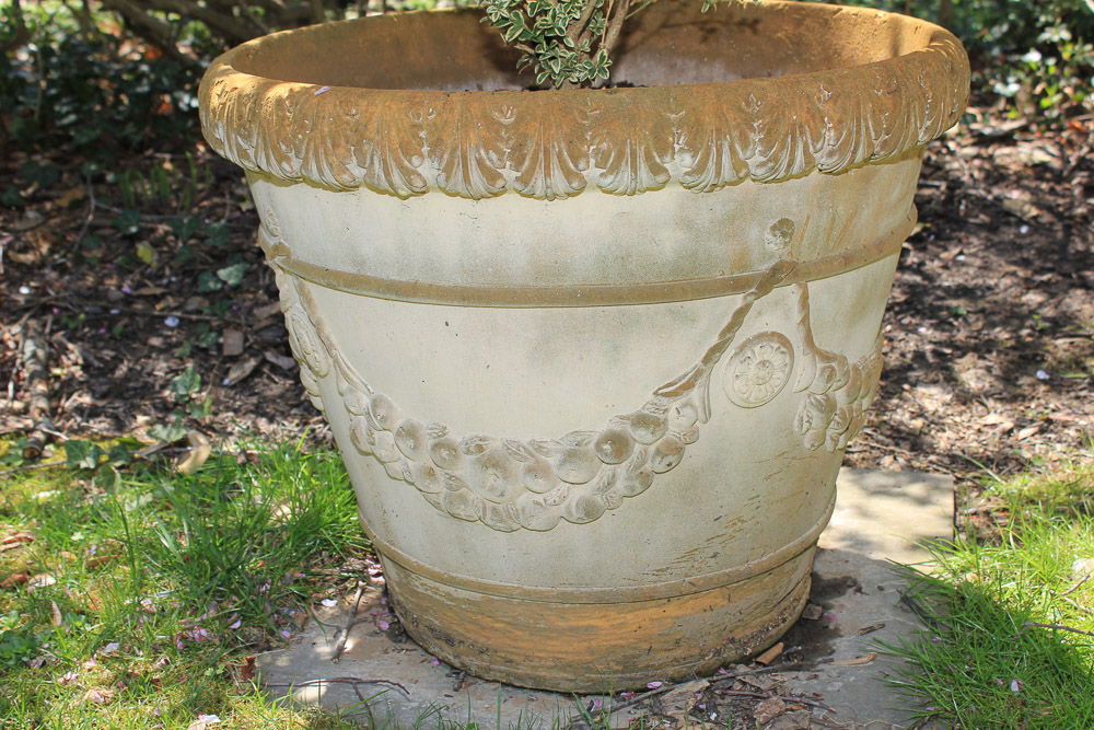 Pair of Cement Planters with Plants