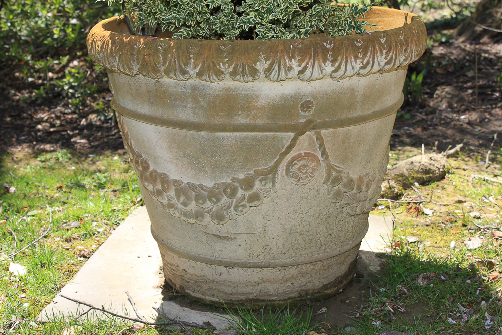 Pair of Cement Planters with Plants