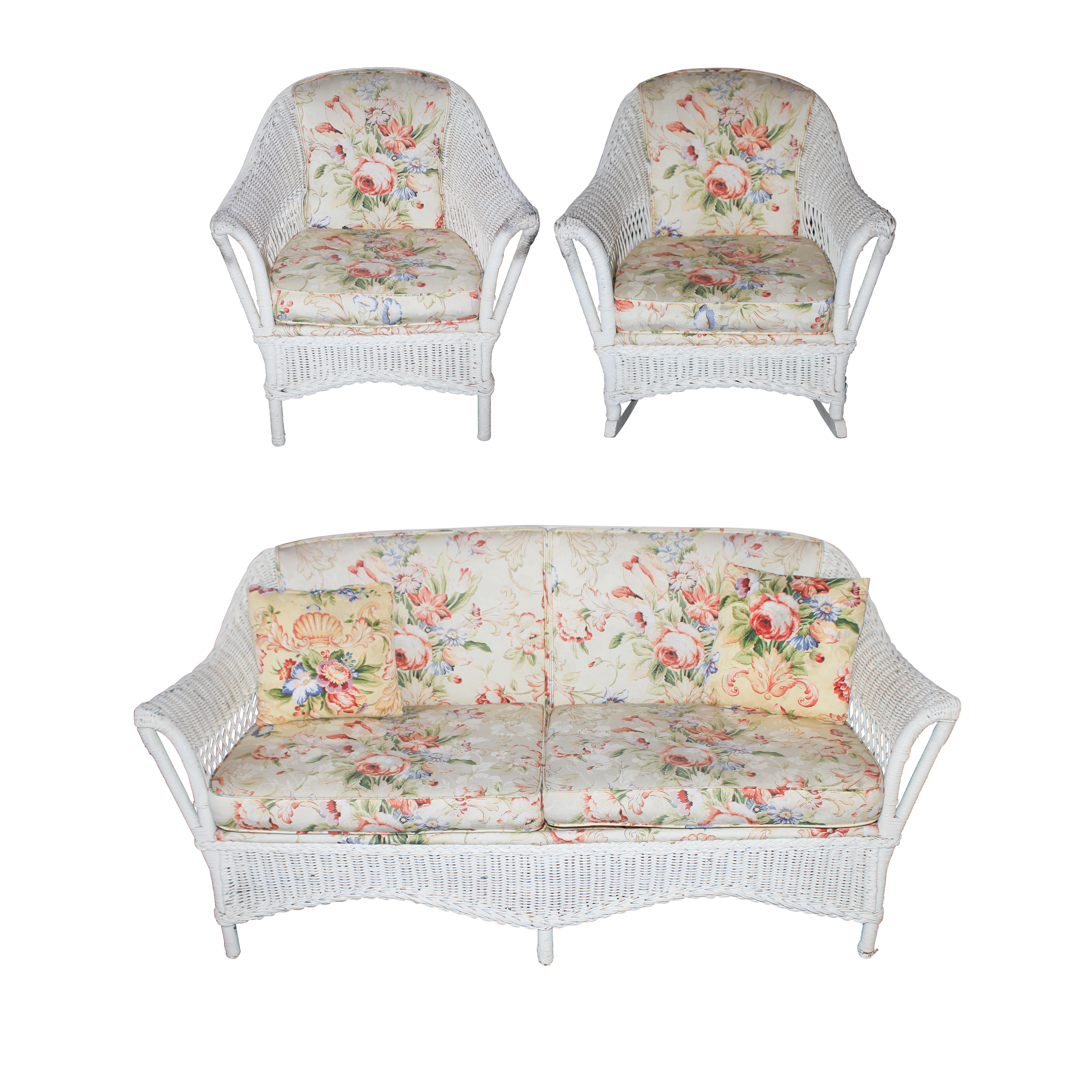 Vintage Wicker Furniture in White