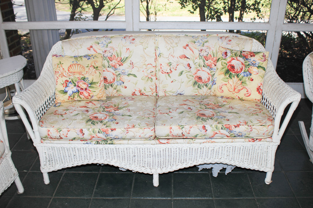 Vintage Wicker Furniture in White