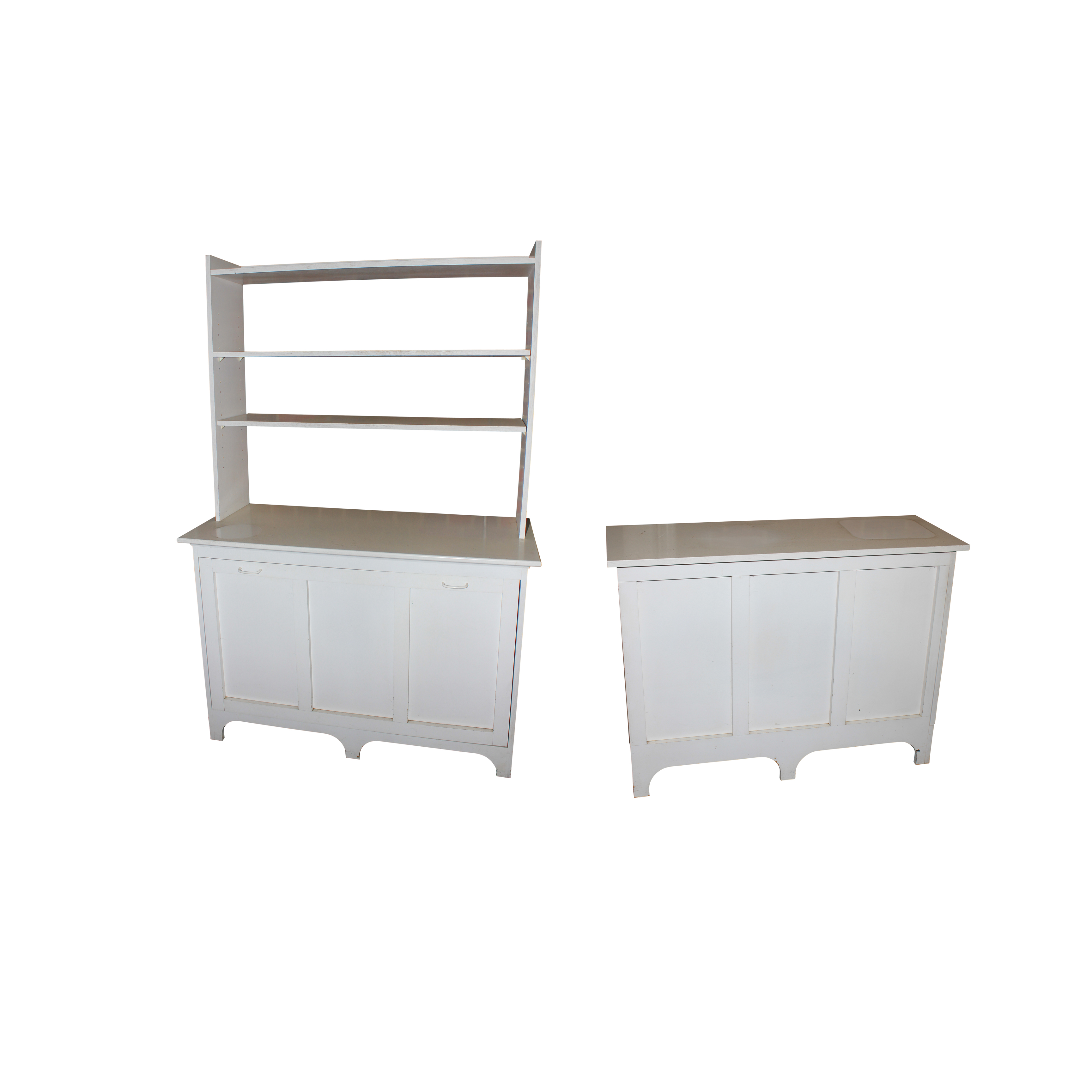 White Painted Bakers Cabinet and Prep Table