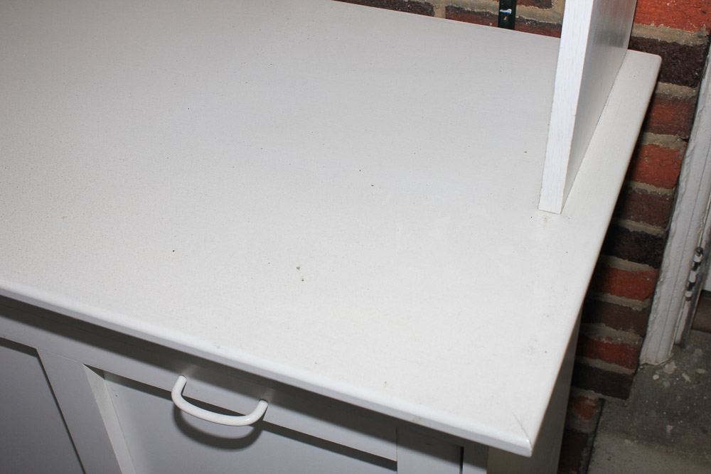 White Painted Bakers Cabinet and Prep Table