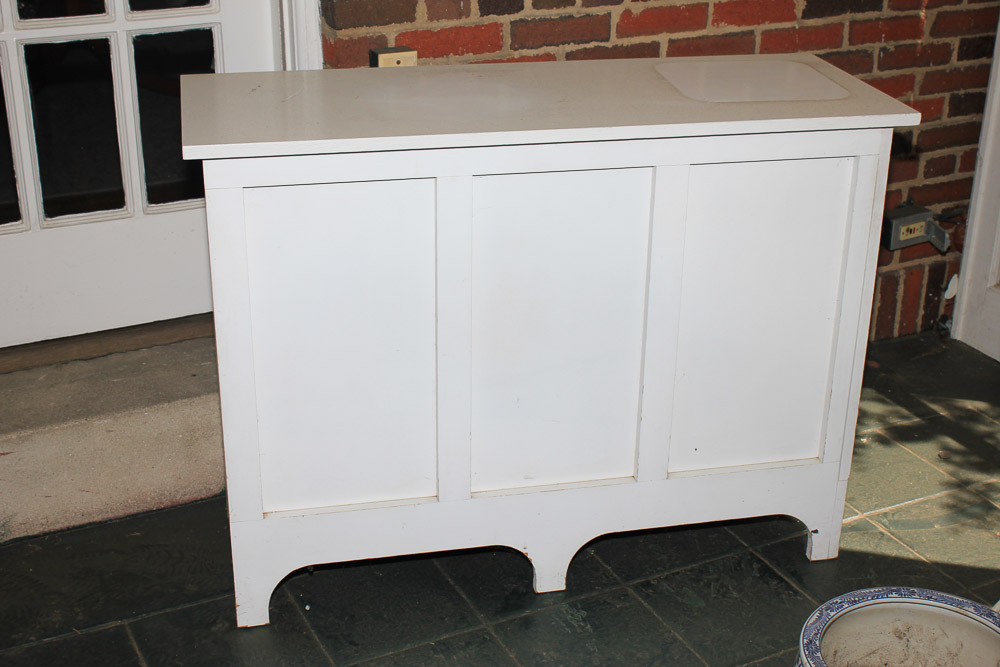 White Painted Bakers Cabinet and Prep Table