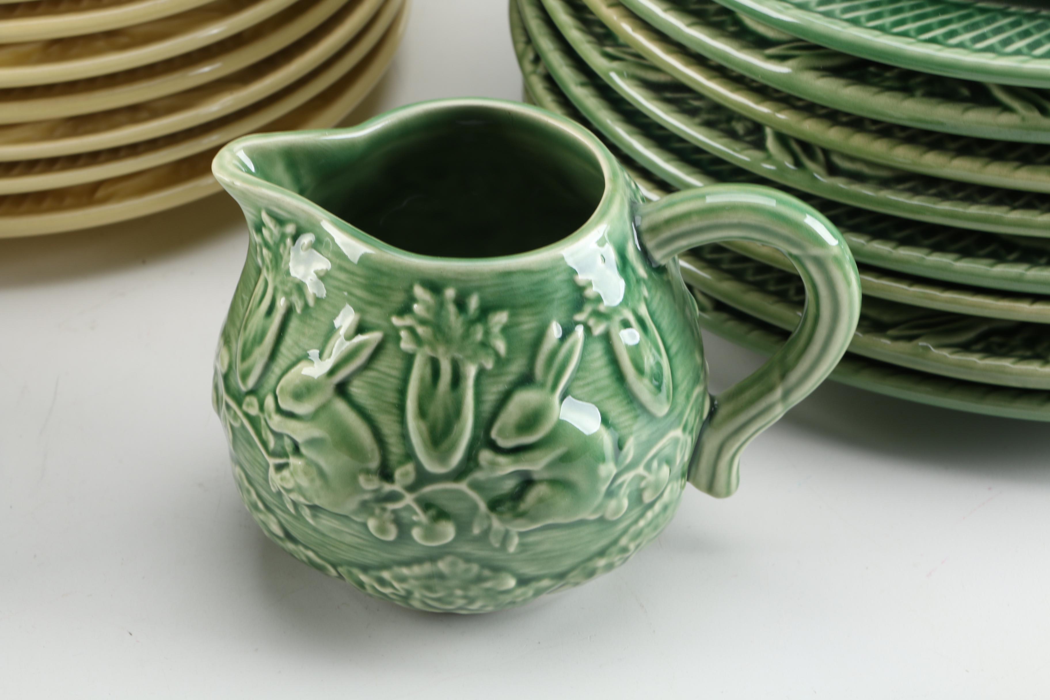 Portuguese Bordallo Pinheiro "Rabbit" Dinnerware and Serving Dishes