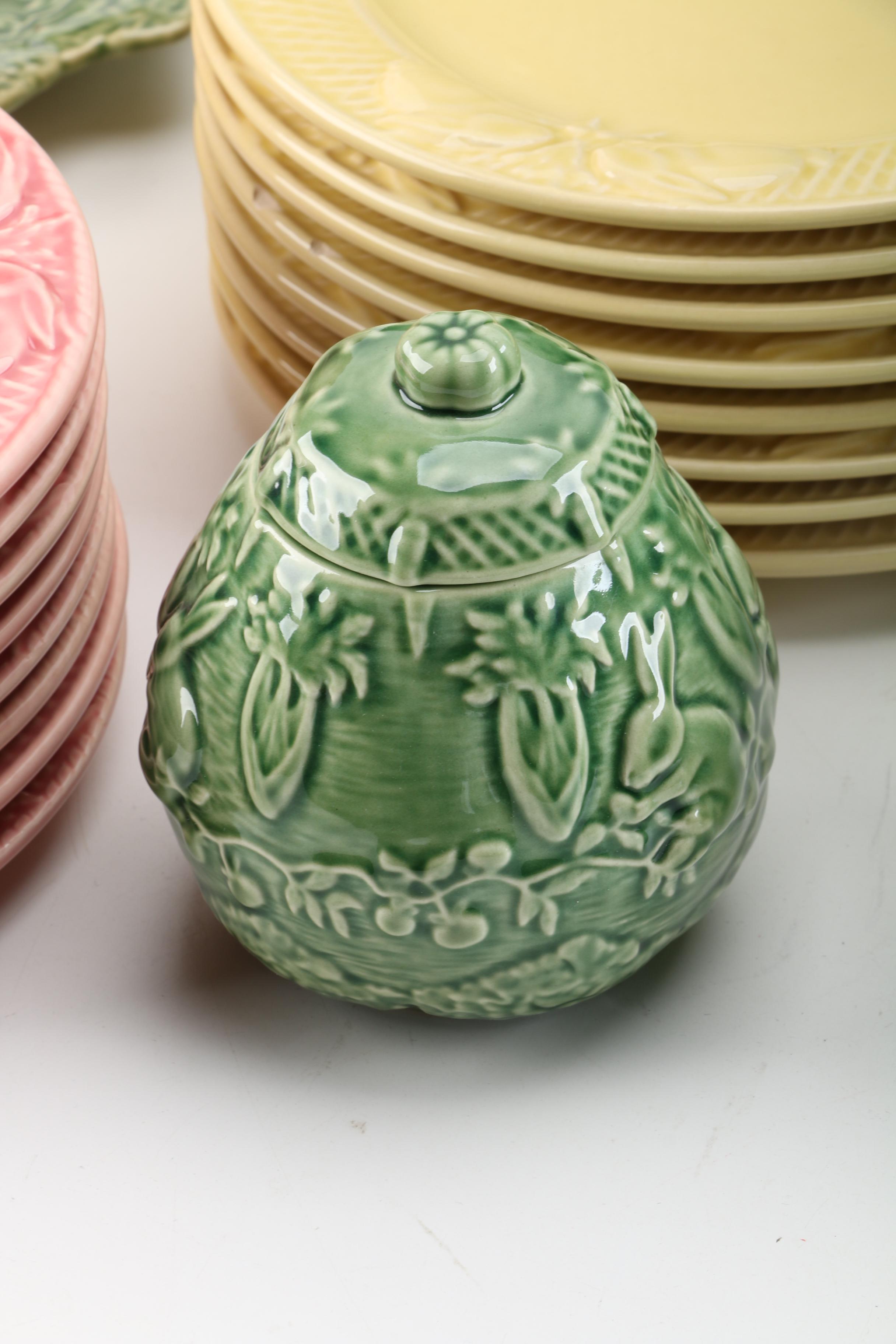 Portuguese Bordallo Pinheiro "Rabbit" Dinnerware and Serving Dishes