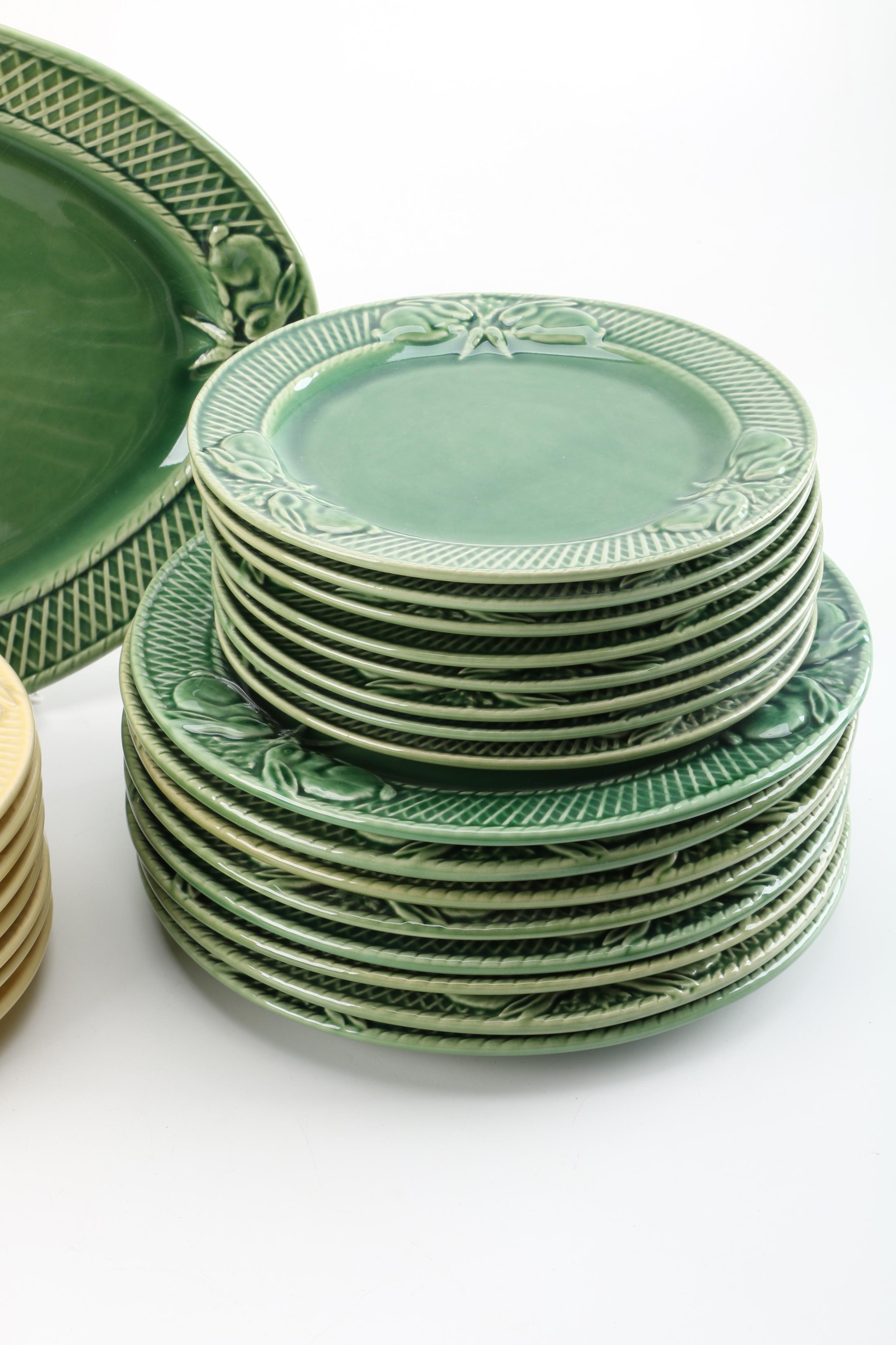 Portuguese Bordallo Pinheiro "Rabbit" Dinnerware and Serving Dishes