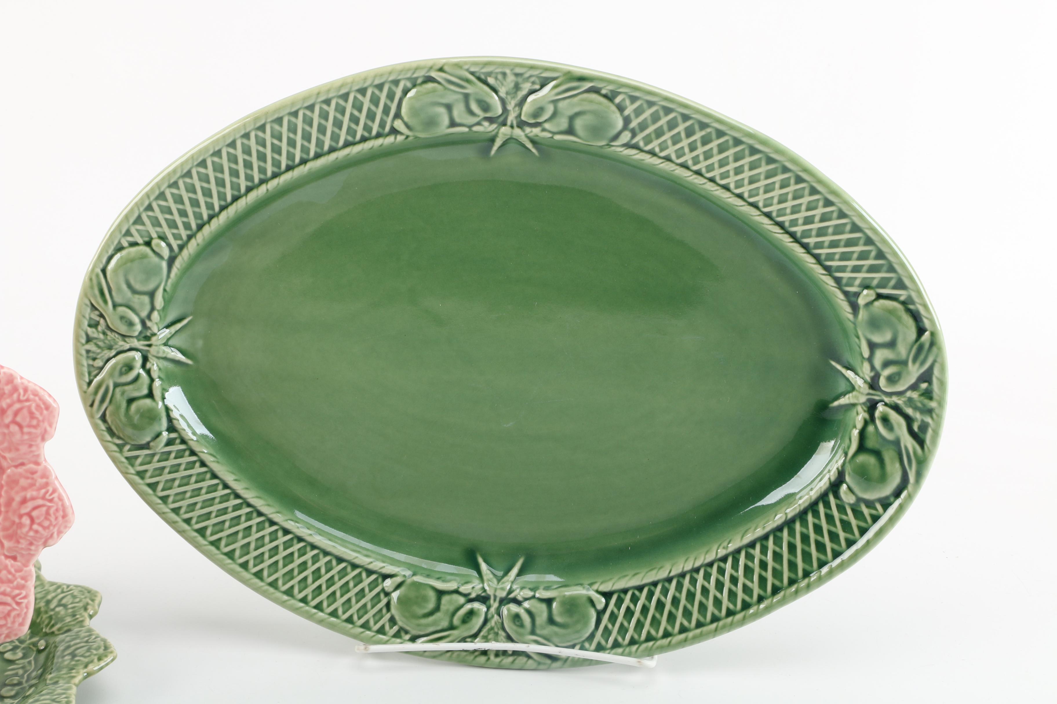 Portuguese Bordallo Pinheiro "Rabbit" Dinnerware and Serving Dishes