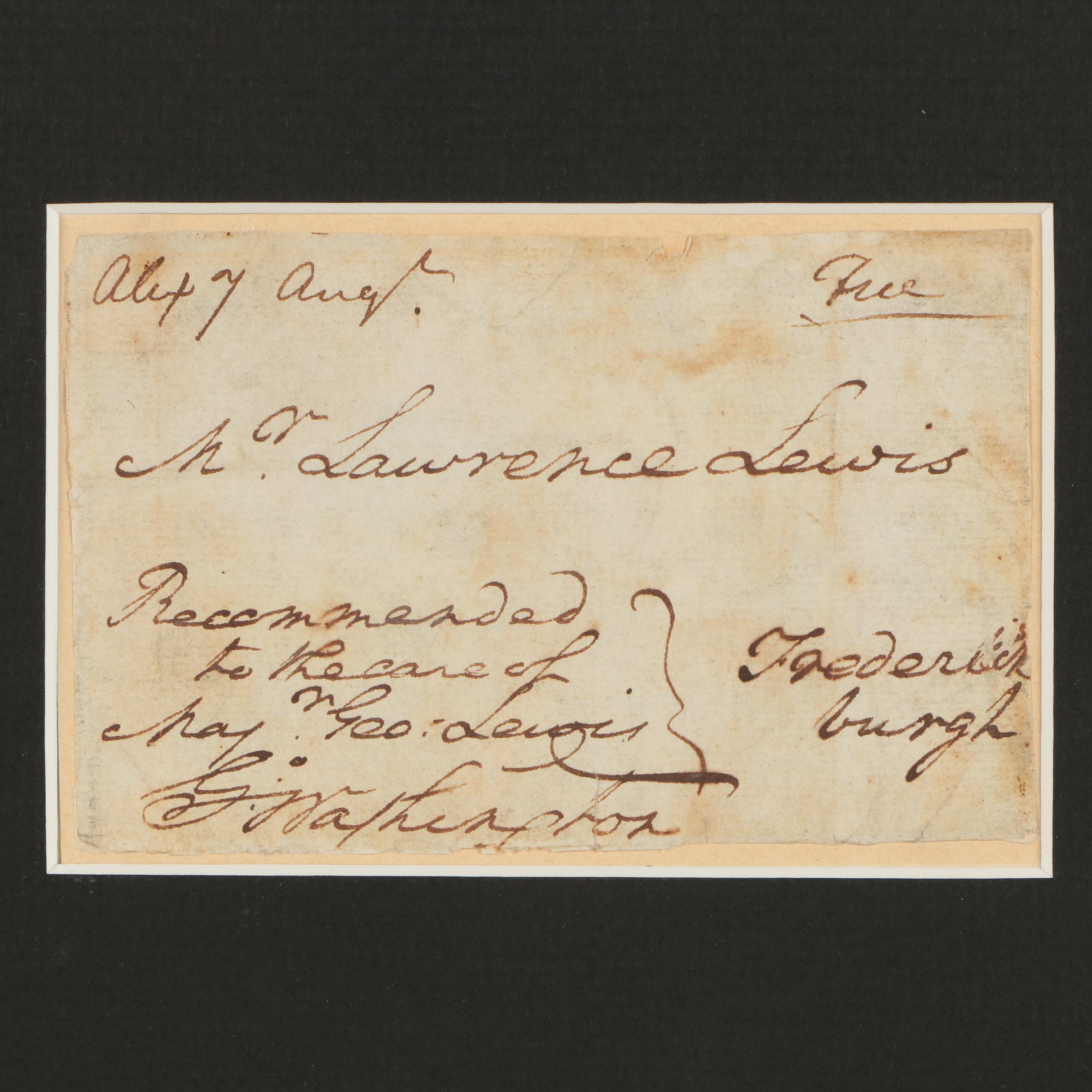 George Washington Signed Free Frank Address Panel to Nephew Lawrence Lewis