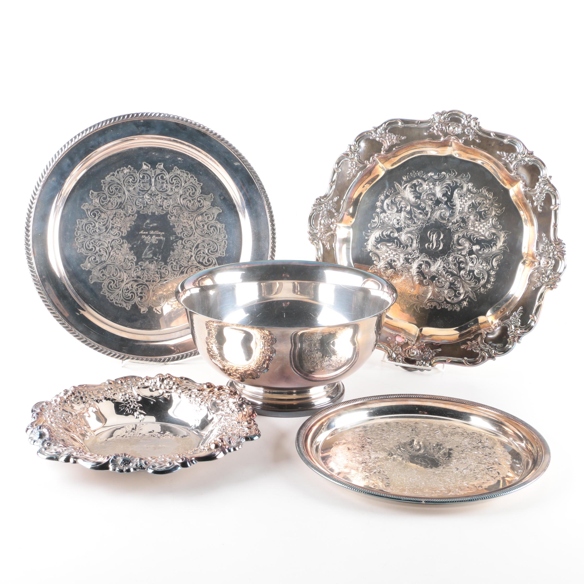 Towle Silver Plate Serving Tray and Other Silver Plate Serveware with Gorham