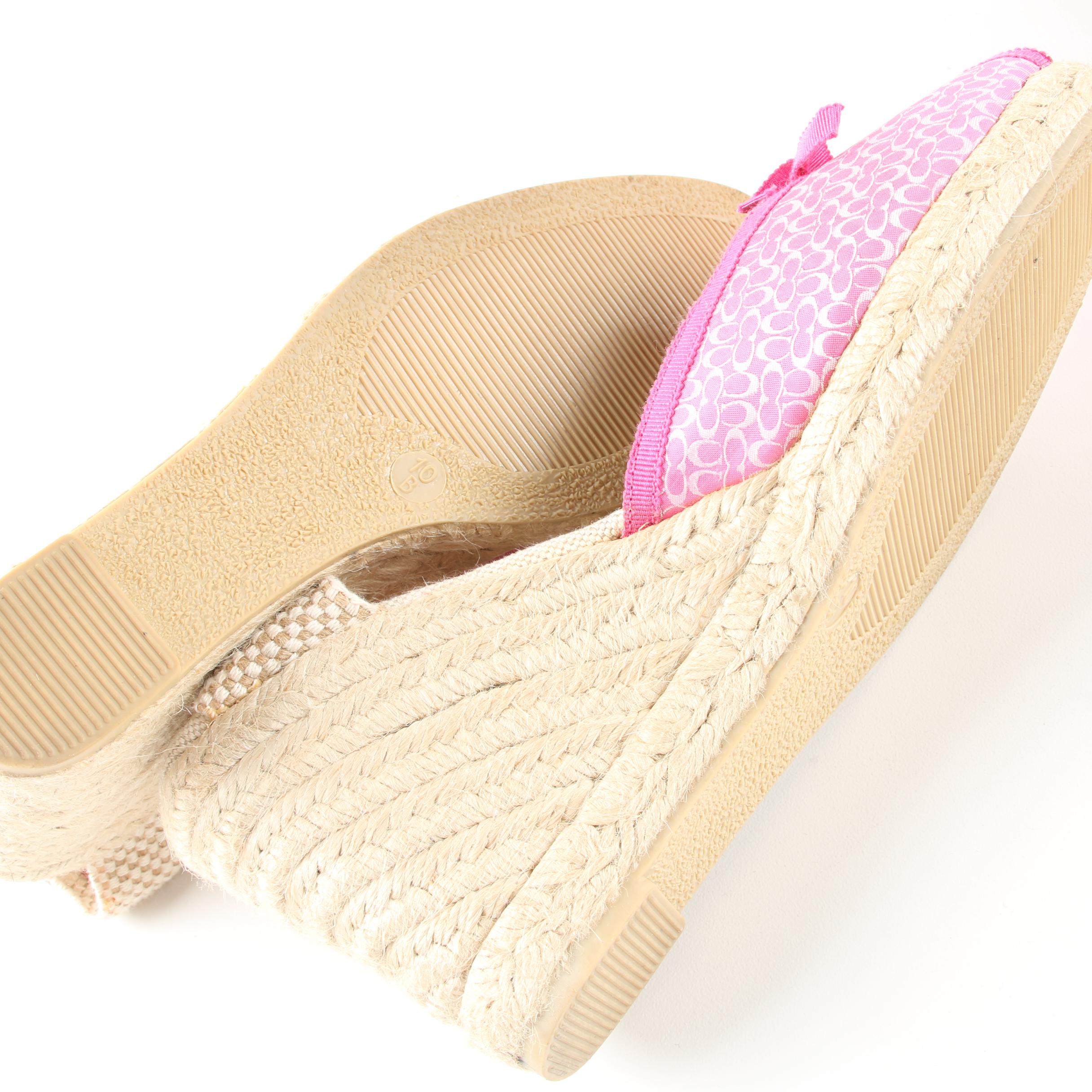 Women's Coach Pink Espadrilles and Prada Pink Wedge Slides