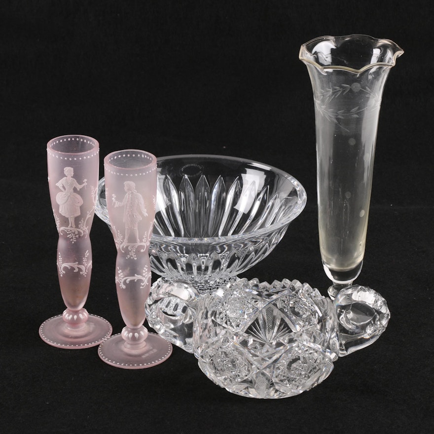 Crystal Tableware with American Brilliant Period Cut Glass Sugar Bowl