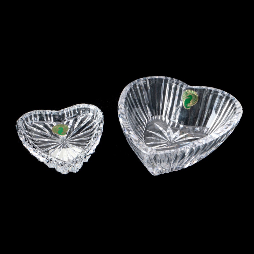 Waterford Crystal Heart Ring Dish and Heart Bowl