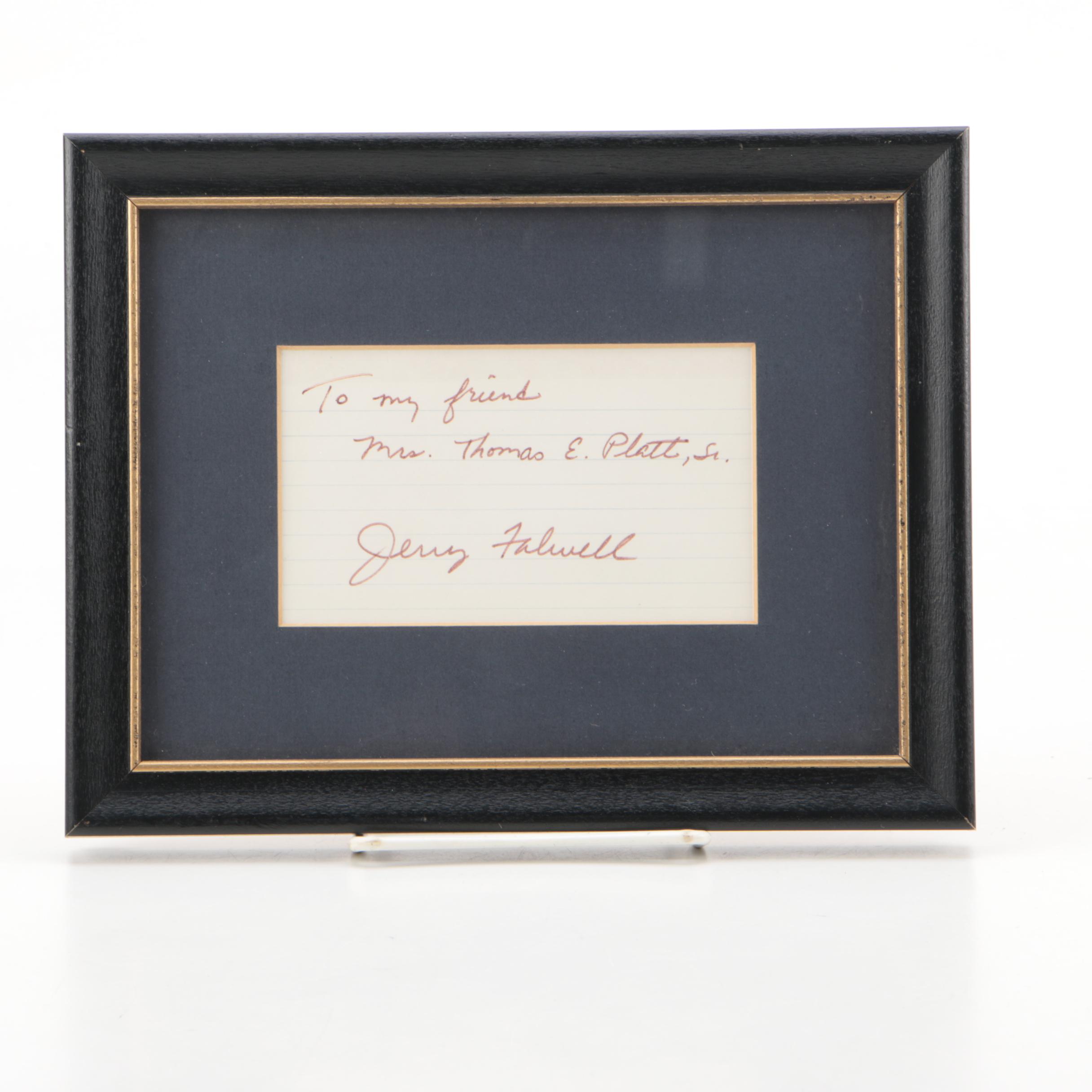 Jerry Falwell Note and Signature