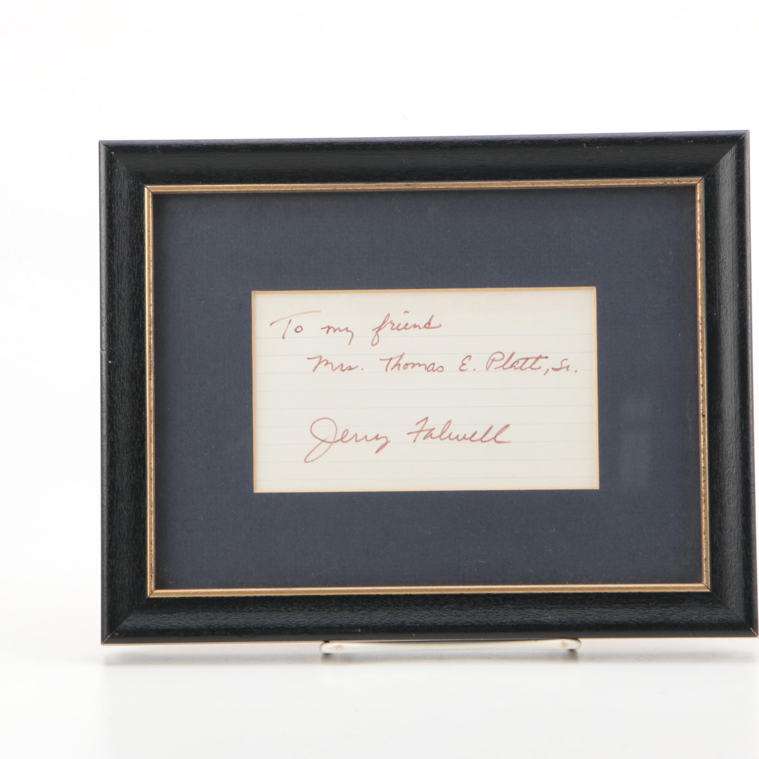 Jerry Falwell Note and Signature