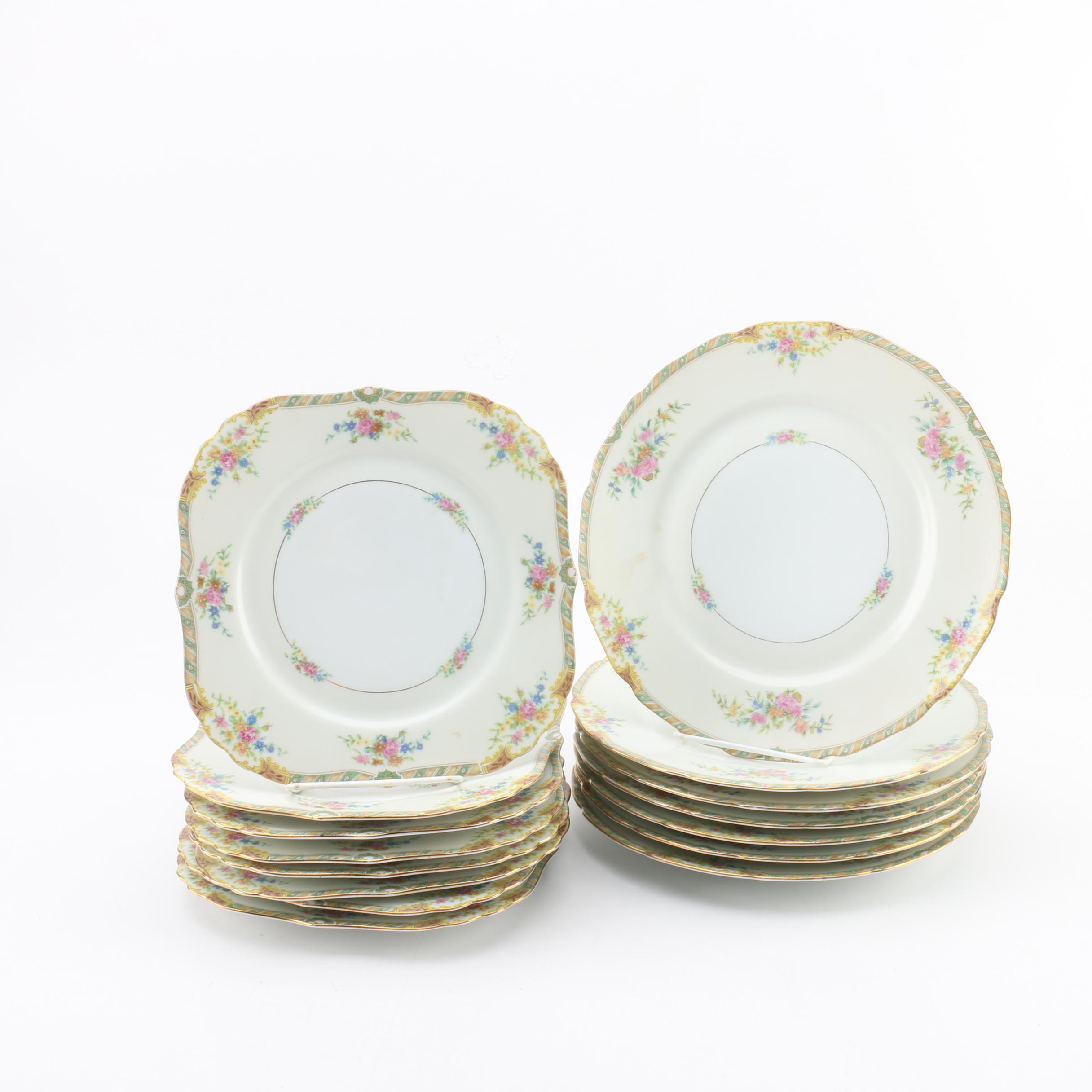 Black Knight "Leonora" Square Luncheon and Round Dinner Plates