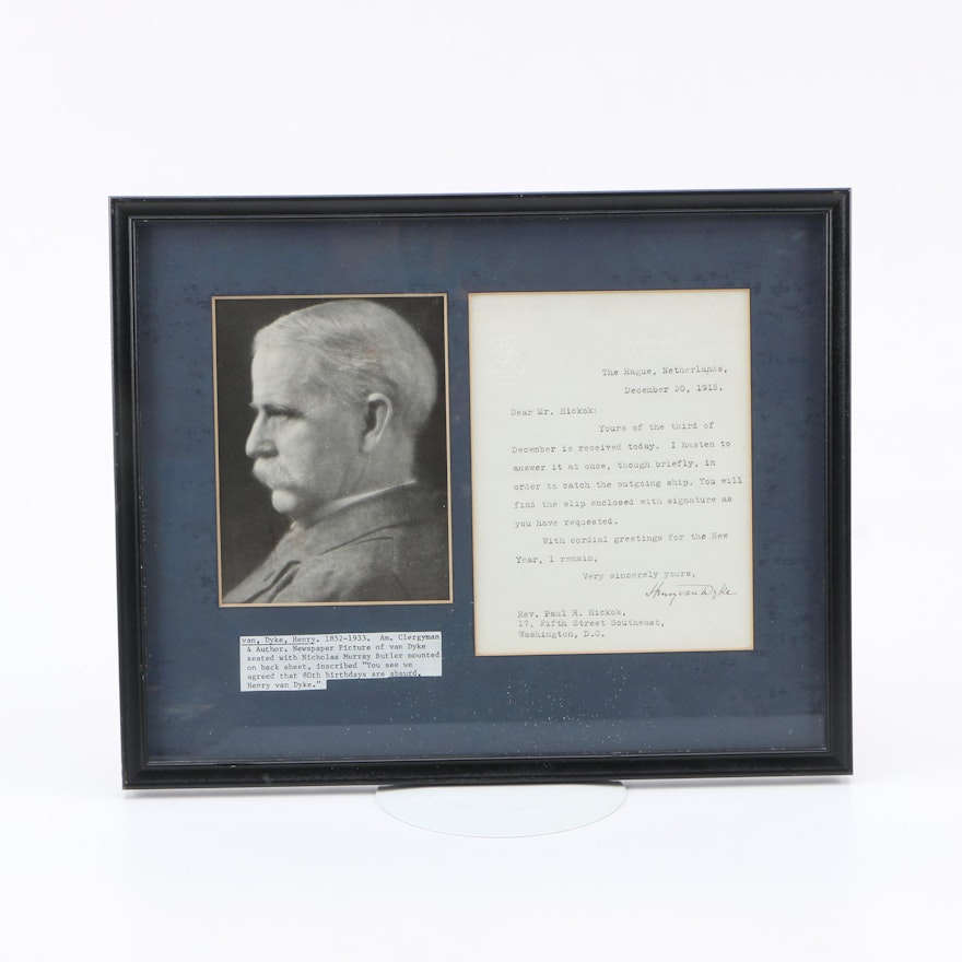 Henry van Dyke Typed Letter Signed December 30, 1915