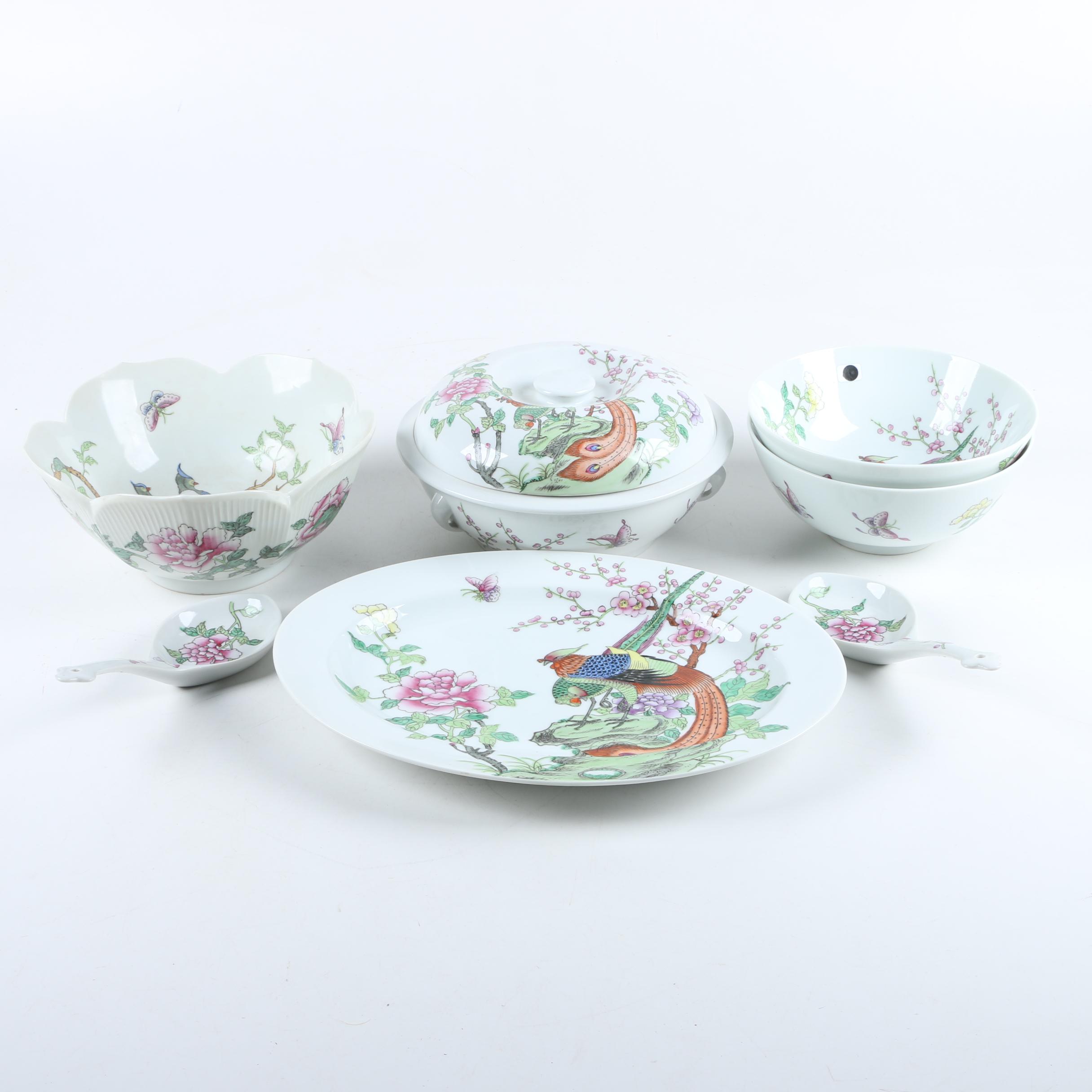 Vintage Overjoy Hand-Painted Porcelain Serveware